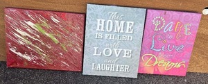 lot 130 image: canvas paintings qty 3