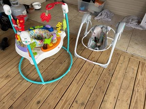 lot 144 image: BABY SWING  & LIKE NEW BABY BOUNCER