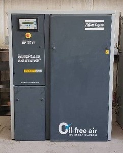 lot 3 image: Atlas Copco SF 11 Workplace Oil-Free Workplace Air Compressor System. 15 HP Total w 3 5HP Motors to Stage Pressure Up or Down as Needed. See Description for more information.