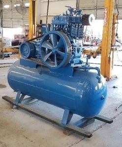 lot 36 image: Vintage Rebuilt & Repainted Quincy 120-Gallon Air Compressor w 15 HP Motor, READY TO GO & IS A BEAST