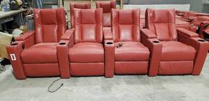 lot 55 image: Set of 4 Power Electric Reclining Theater Seats