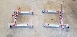 lot 146 image: Lot of 2 Rolling Automobile Wheel Dollies
