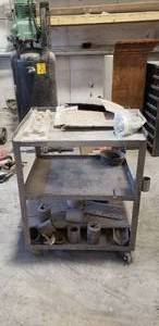 lot 190 image: Rolling Industrial Cart w Contents.  Floor Anchors, Nails & More