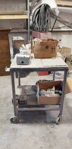 lot 191 image: Rolling Industrial Cart w Contents.  Nails, Breakers & More