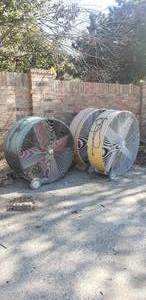lot 196 image: Lot of 3 Rolling 48 Shop Fans, All need new motors