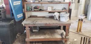 lot 221 image: Wooden Work Bench w Contents
