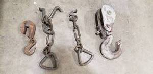 lot 254 image: Lot of Tow Chains Accessories.  Blocks, Hooks & More