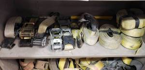 lot 288 image: Contents of Shelf, Large lot of Heavy Duty Ratchet Straps