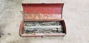 lot 293 image: Vintage Metal Tool Box w Large Quantity of Drill Bits