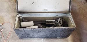 lot 316 image: Steel Trunk w Contents.  Boat Trailer Guides & Boat Trailer Accessories
