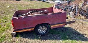lot 131 image: Vintage Mazda Truck Bed Converted into a Tow-Behind Trailer w Contents, Needs Hitch