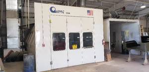 lot 33 image: Garmat Drive Through Downdraft Paint Spray Booth w Mixing Room SEE DESCRIPTION FOR REMOVAL WINDOW