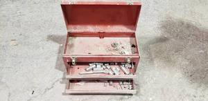 lot 302 image: 3-Compartment Tool Box w Contents Included