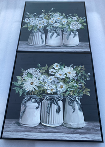 lot 24 image: Lot of 2 - Wendy Bellissimo Floral Wall Art - In Condition As Shown