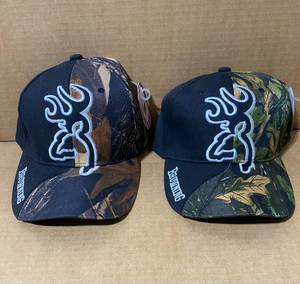 lot 45 image: Lot of 2 - New with Tag - Browning Brown & Green Camo Hunting Caps - As Shown