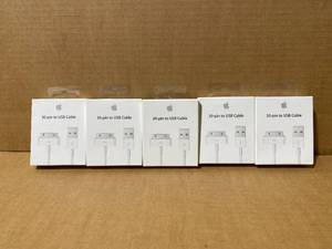 lot 71 image: Lot of 5 - New in Package - Apple 30-Pin to USB Cable - In Condition As Shown