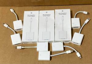 lot 74 image: Lot of 10 - (3) New in Package - Apple Mini DisplayPort to VGA Adapter - In Condition As Shown