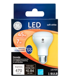 lot 104 image: New GE LED Long Life Bulb Low Energy 45 Watt Replacement Indoor Floodlight Model# LED7DR20BX - Soft White