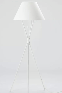 lot 145 image: new Other - Tripod Floor Lamp, Pull-Chain Switch, White Finish - 62 34 Tall - Threshold - In Condition As Shown