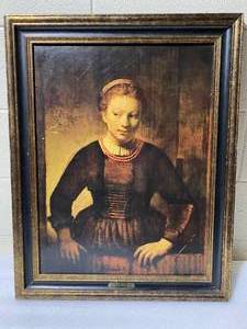 lot 155 image: Young Girl Rembrandt, Approximately 28 x 22 x 1 - In Condition As Shown