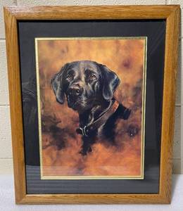lot 158 image: AW Thomas Dog Portrait, 22 12 x 18 12 x 1 - In Condition As Shown