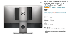 lot 171 image: Lot of 3 - New Dell MFS18 Compact Micro Form Factor All-in-One Stand supports 19 to 27 Dell Ultra Sharp and P models - In Condition As Shown