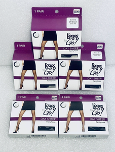 lot 177 image: Lot of 5 - New Leggs to Go Day Sheer Pantyhose - Size Q - Off Black Sheer Toe - In Condition As Shown
