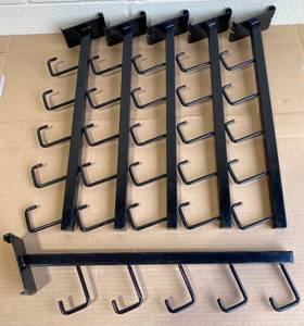 lot 202 image: Lot of 6 - 16 Grid Wall Hooks With 5 Hangers - In Condition As Shown