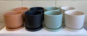 lot 204 image: Lot of 8 - New Assorted Self Watering Ceramic Pots - Retail $40