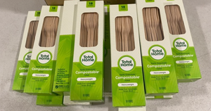 lot 209 image: Lot of 432 - New Total Home Earth Essentials Compostable Birch Cutlery Forks - As Shown