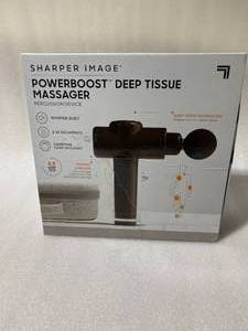 lot 211 image: Sharper Image� Powerboost� Deep Tissue Percussion Massager, Massage Gun with 5 Attachments, Whisper Quiet Operation, Variable Strength - In Condition As Shown