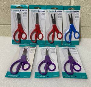 lot 239 image: Lot of 7 - New 5 Pointed & Blunt-Tip Scissors - As Shown