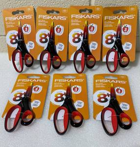 lot 241 image: Lot of 7 - New 6 Fiskars SoftGrip Handle Big Kid Scissors - As Shown