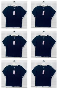 lot 276 image: Lot of 6 - New Wild Fable Womens Short Sleeve Roll Cuff T-Shirt Size M in Black, Model-KGGRW
