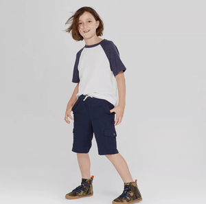 lot 278 image: Lot Of 5 - New Cat & Jack Boys BlueWhite Short Sleeve Baseball Favorite T-Shirt 12-14 Large