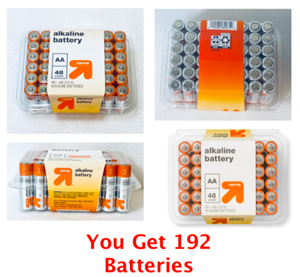 lot 301 image: Lot of 4 - New Up & Up Alkaline Batteries, AA - 48 Total Count - As Shown