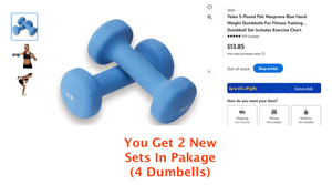 lot 353 image: Lot of 2 - New Valeo 5lb Hand Weights (Target Training Strength) in Blue Model-O216