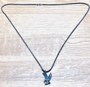 lot 12 image: Long Mens Sterling Silver Rope Chain WEagle Pendant&nbsp