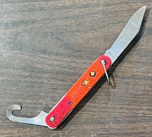 lot 19 image: Vintage Paratrooper Orange Camillus Spring-Assisted Pocket KnifeLine Cutter for Parachutist