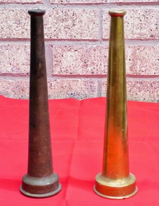 lot 9 image: Two (2) AntiqueVintage Powhatan B &amp I Works 10 Brass Fire Nozzles