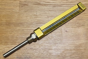 lot 96 image: 12in BSP Brass Tess Thermometer Range 0-100 C - For Practical or Decorative Use