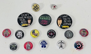 lot 161 image: Lot of Sixteen (16) Vintage Pinback Buttons