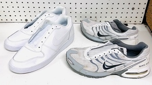 lot 164 image: Nike Mens Ebernon Low Shoes Sneakers Size 13 White Leather AQ1775-100 &amp Nike Air Max Torch 4 Low Top Mens Training Shoes Size 9.5
