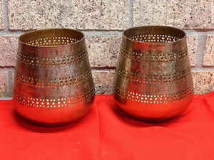 lot 85 image: Two Brass DeckAccent Lights for Candles - Made in India