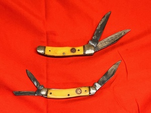lot 195 image: Vintage United Boker Solingen Germany Copperhead &amp Carpenters Whittler 2 &amp 3 Blade Pocket Knives