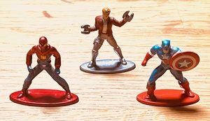 lot 204 image: Jada Toys Marvel Nano&nbsp Diecast Mini Metalfigs - Proto Suit Spider-Man, &nbspStar-Lord, &amp Captain America
