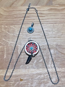 lot 262 image: Vintage Turquoise &amp Turquoise Indian Themed Essential Oil Necklace and Pendant