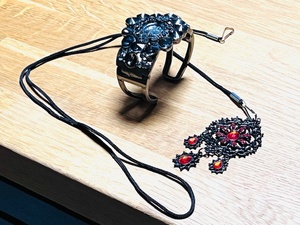 lot 265 image: Opulent Geneva Cuff Watch &amp Vintage Pendant