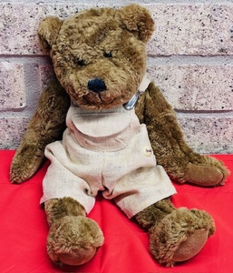 lot 208 image: Vintage Teddy Bear in Overalls - Designed by Sunkid in Lorsch, Germany