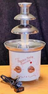 lot 109 image: Old Fashioned Chocolate Fondue Fountain WStainless Steel Heated Bowl Model # CFF-884